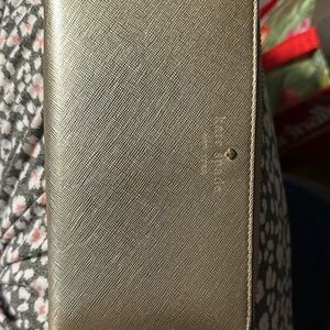 Kate Spade Gold Textured check book size zip around Wallet.